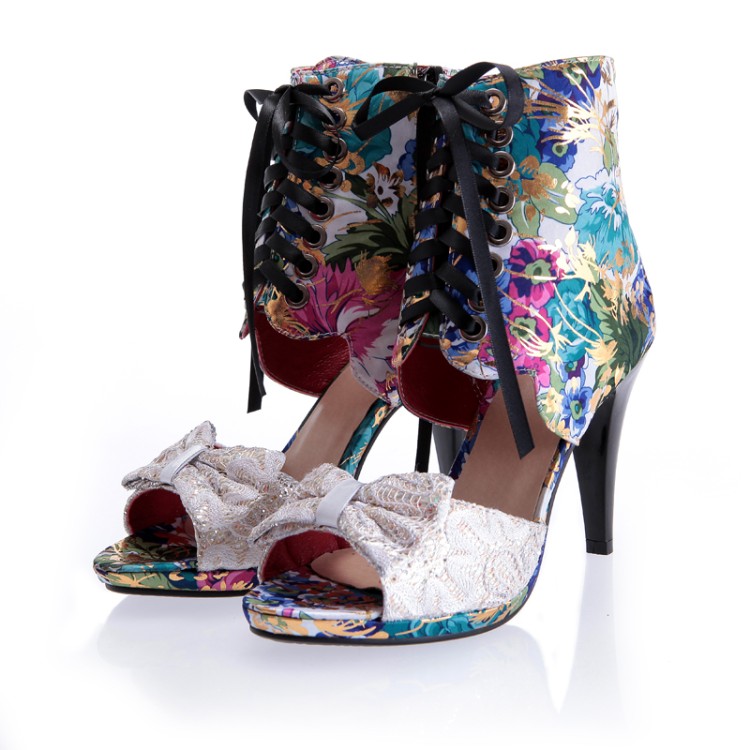 Sweet Roman Style Peep Toe Stiletto Heel Sandals Boots