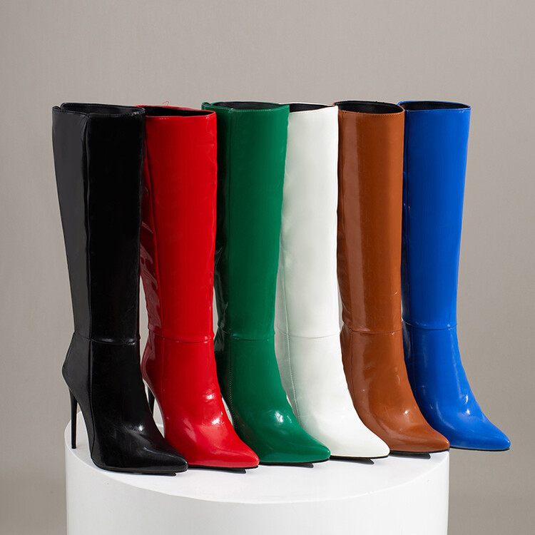 Women's High Heel Pointed Toe Side Zip High Boots - Style m.html