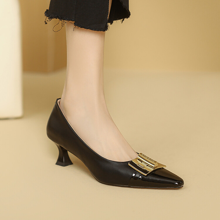 20240118771604028_750.jpg Elegant Women's Flat Shoes in Black Leather and Sheepskin