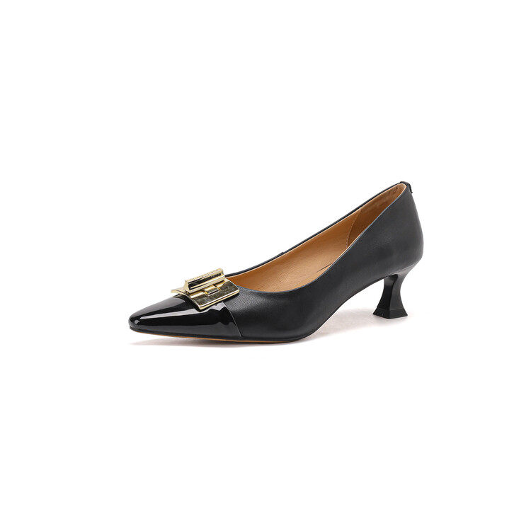 20240118771604035_750.jpg Elegant Women's Flat Shoes in Black Leather and Sheepskin