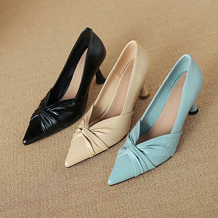 20240125495527028_750.jpg Fashion Flat Shoes for Women - Pointed Toe Cross Strap Mid Heel