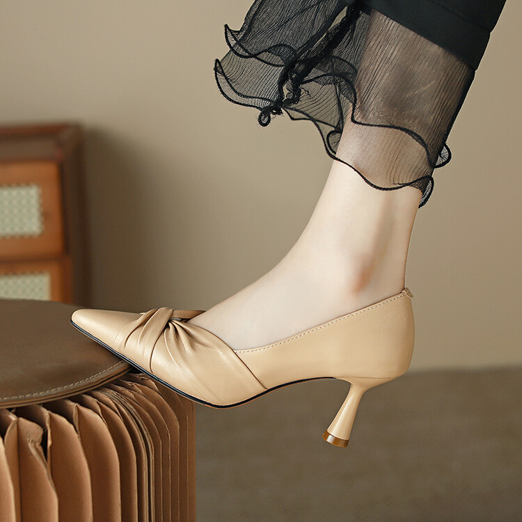 20240125495527030_750.jpg Fashion Flat Shoes for Women - Pointed Toe Cross Strap Mid Heel