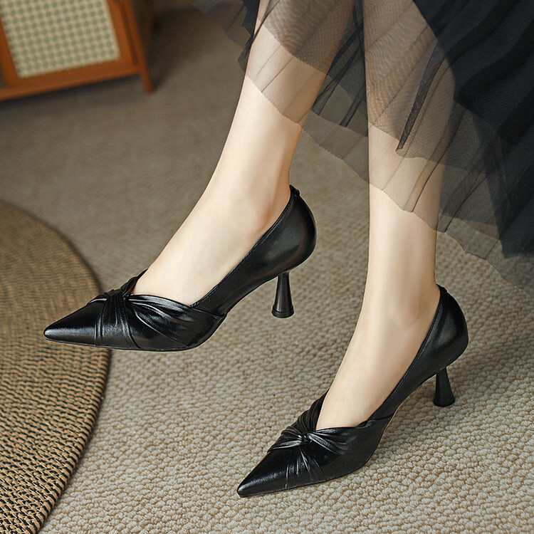20240125495527034_750.jpg Fashion Flat Shoes for Women - Pointed Toe Cross Strap Mid Heel