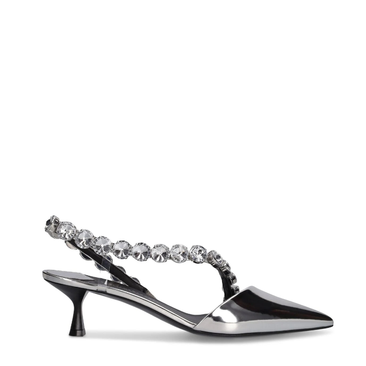 20240408526426004_750.png Silver Pointed Toe High Heel Pumps with Rhinestone Buckle Strap