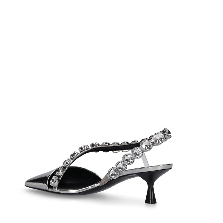 20240408526426007_750.png Silver Pointed Toe High Heel Pumps with Rhinestone Buckle Strap