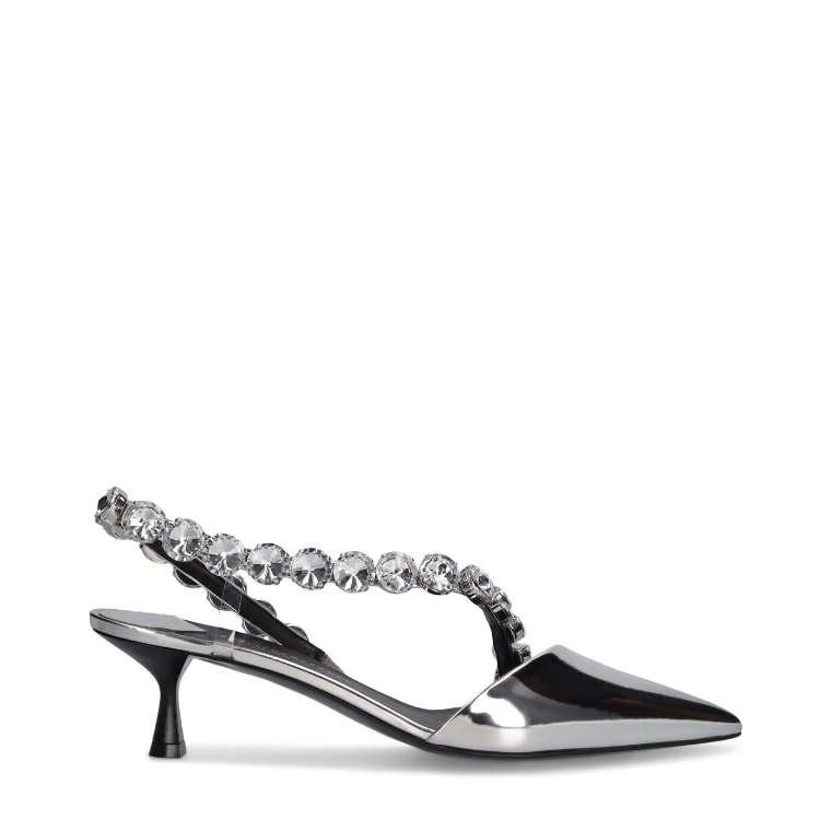 20240408526426008_750.png Silver Pointed Toe High Heel Pumps with Rhinestone Buckle Strap