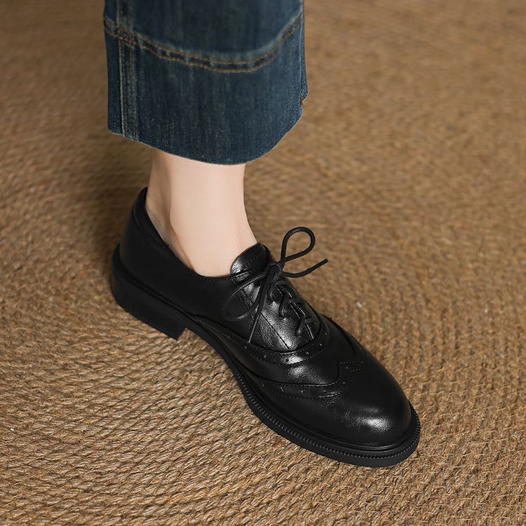 Deep Mouth Flat Shoes with Mid Chunky Heel and Round Toe - Style q.html