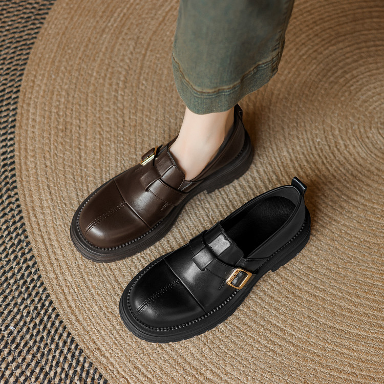 Deep Mouth Flat Shoes Retro Style Slip-On Round Toe