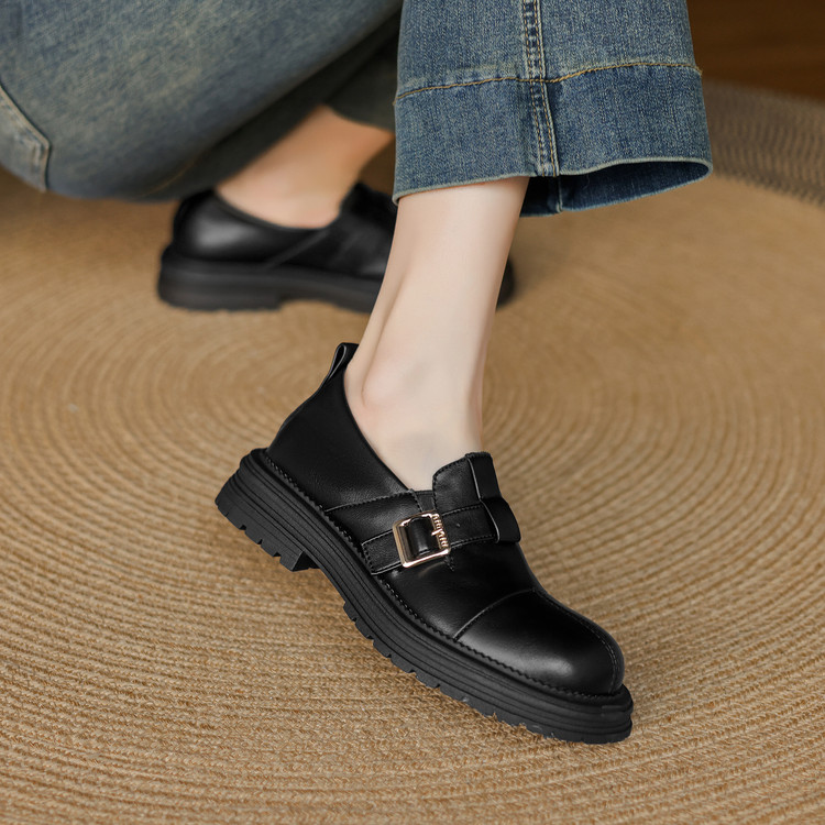 Deep Mouth Flat Shoes Retro Style Slip-On Round Toe