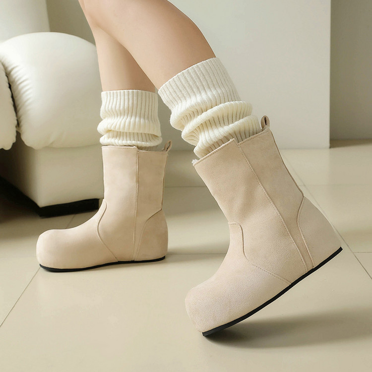 Knight Boots Suede Mid Heel Winter Pull On